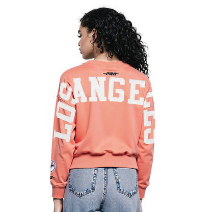 Pro Standard Womens LA Dodgers Cropped Wingspan Crewneck - Guava by Denim Exchange