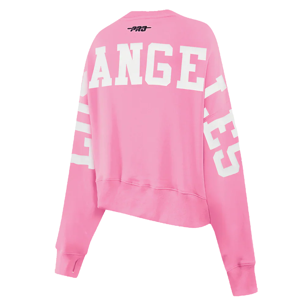 Pro Standard Womens LA Dodgers Cropped Wingspan Crewneck - Pink by Denim Exchange