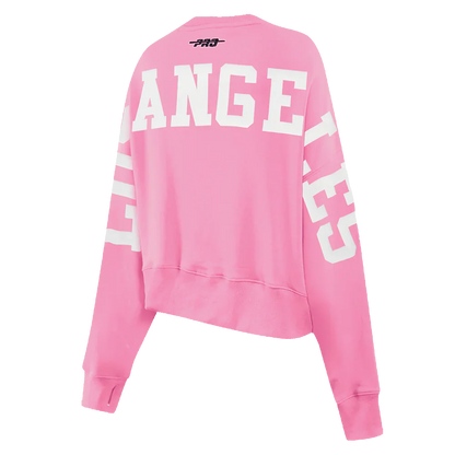 Pro Standard Womens LA Dodgers Cropped Wingspan Crewneck - Pink by Denim Exchange