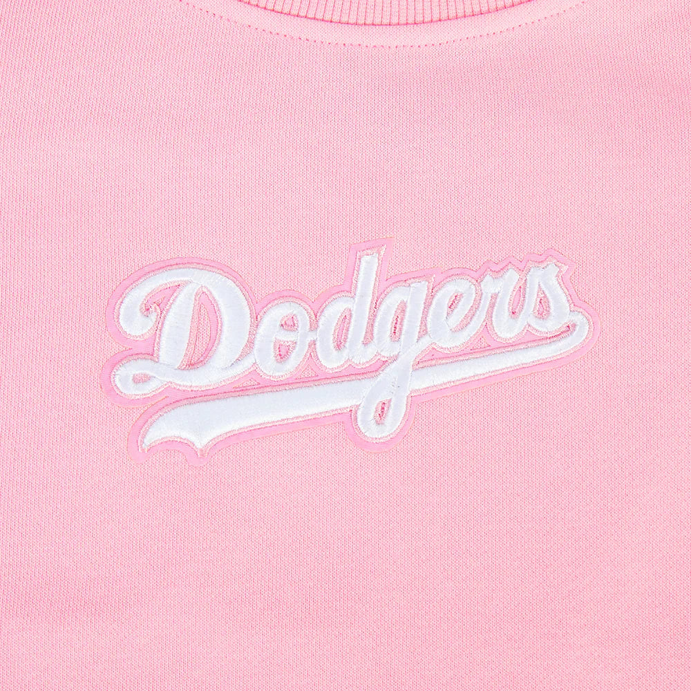 Pro Standard Womens LA Dodgers Cropped Wingspan Crewneck - Pink by Denim Exchange