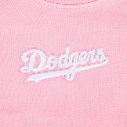 Pro Standard Womens LA Dodgers Cropped Wingspan Crewneck - Pink by Denim Exchange