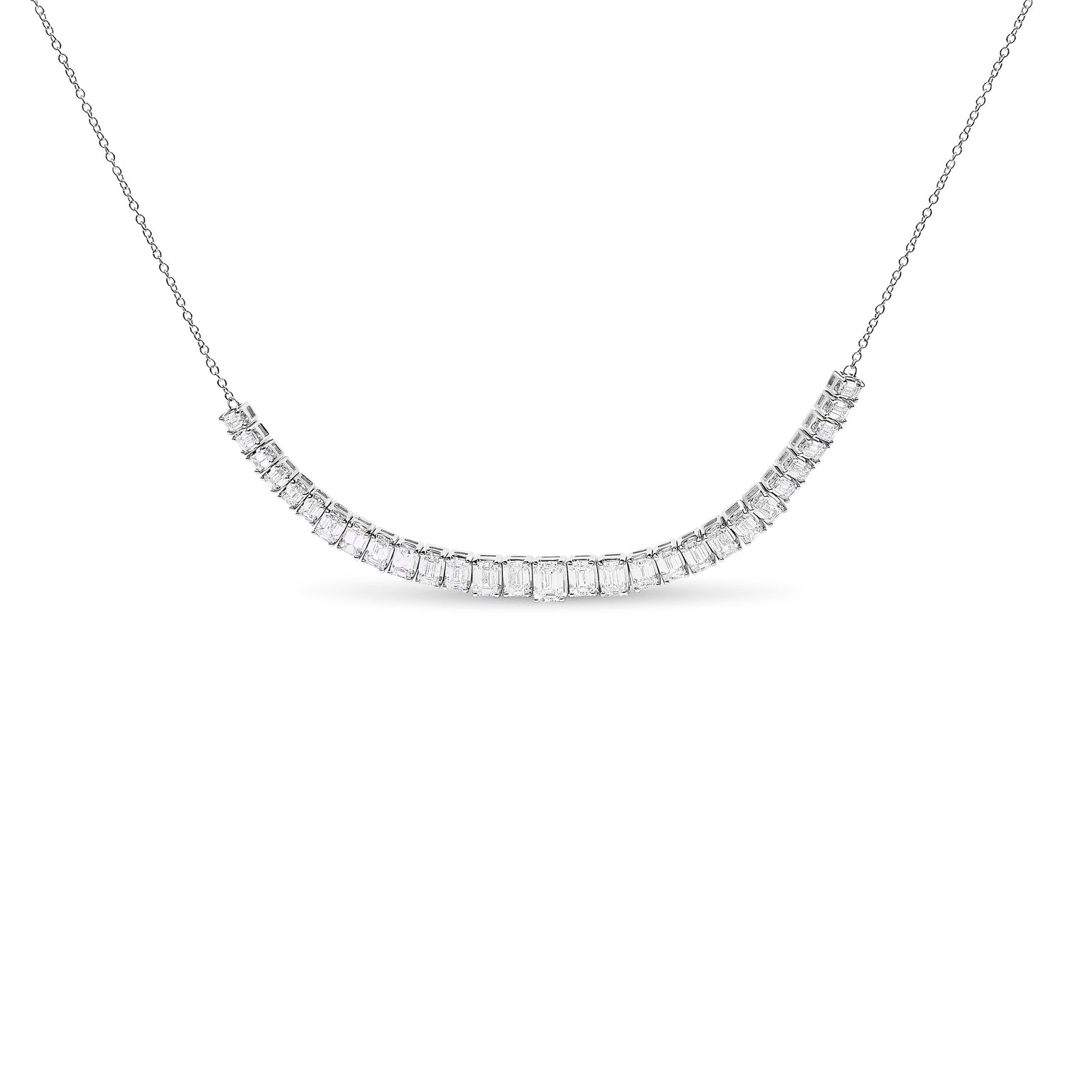 14K White Gold Lab Grown Diamond 5.0 Cttw Emerald Cut Station Necklace  DestGlow