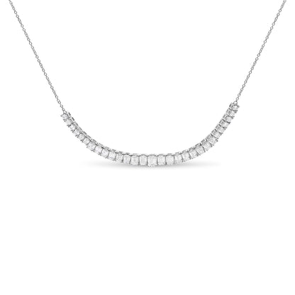 14K White Gold Lab Grown Diamond 5.0 Cttw Emerald Cut Station Necklace  DestGlow