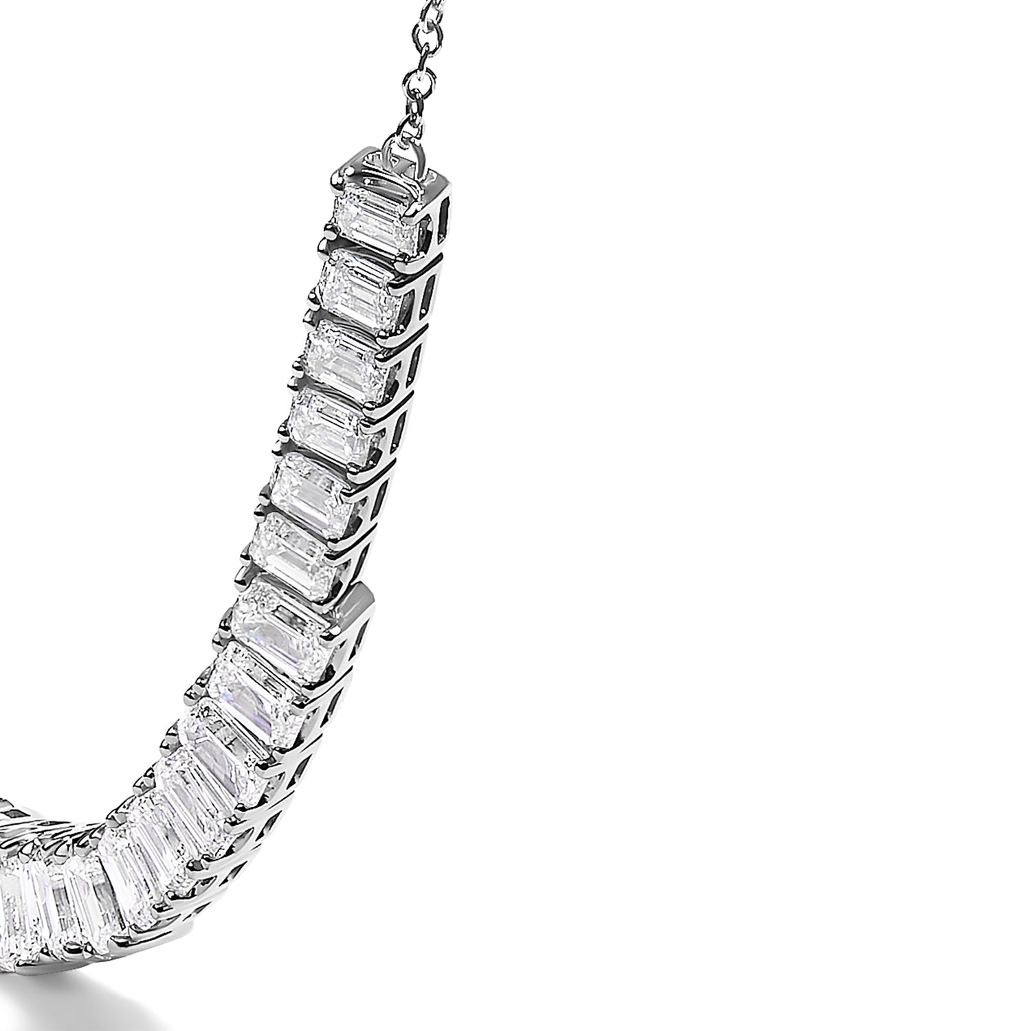 14K White Gold Lab Grown Diamond 5.0 Cttw Emerald Cut Station Necklace  DestGlow