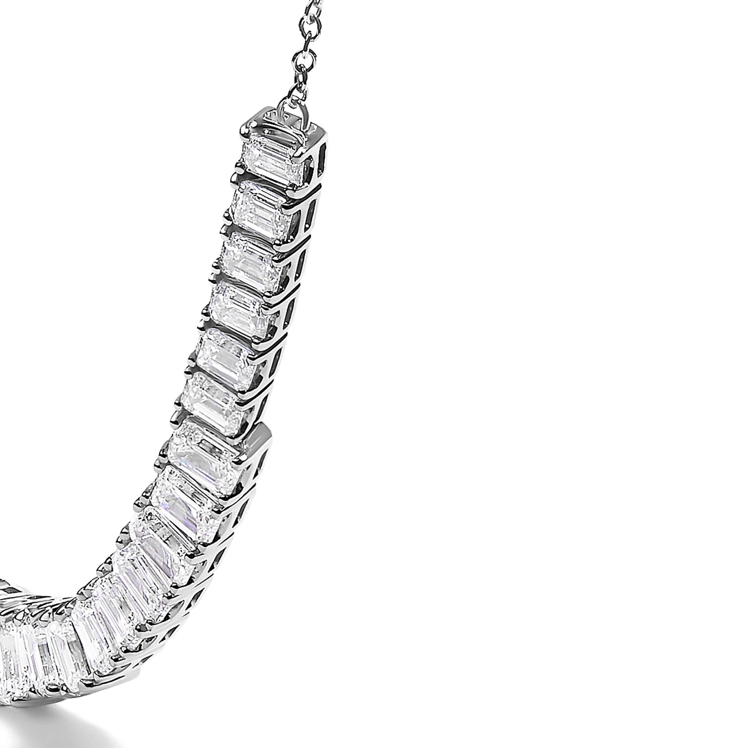 14K White Gold Lab Grown Diamond 5.0 Cttw Emerald Cut Station Necklace  DestGlow