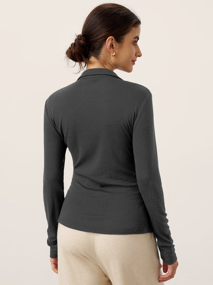 Wool Asymmetric Side Ruched Stretch Top BRIONY by LINTICO