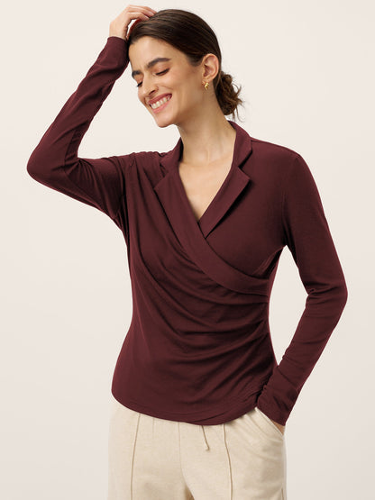 Wool Asymmetric Side Ruched Stretch Top BRIONY by LINTICO