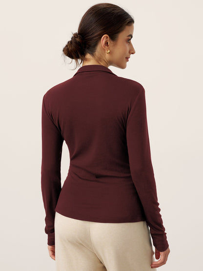 Wool Asymmetric Side Ruched Stretch Top BRIONY by LINTICO