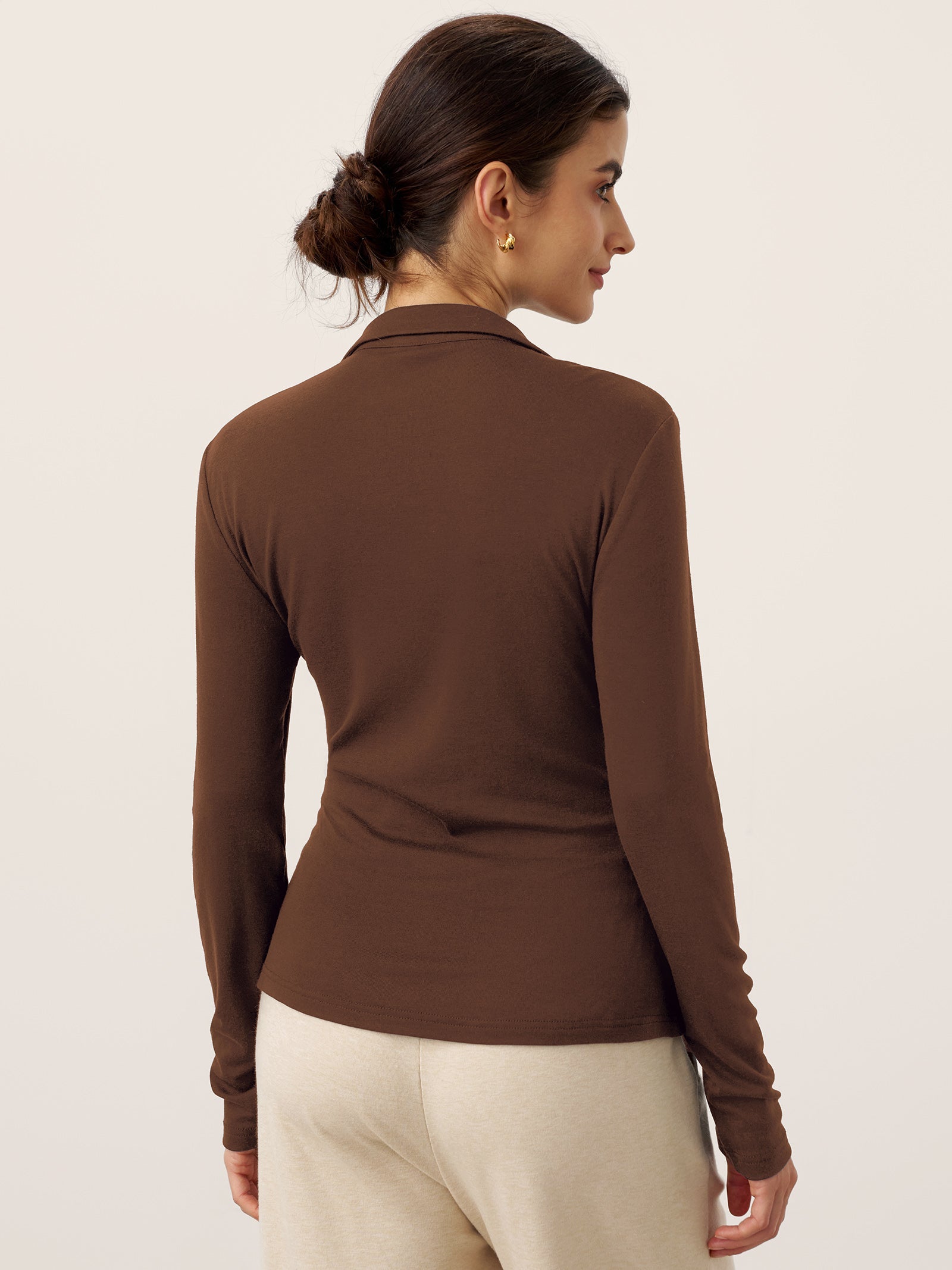Wool Asymmetric Side Ruched Stretch Top BRIONY by LINTICO