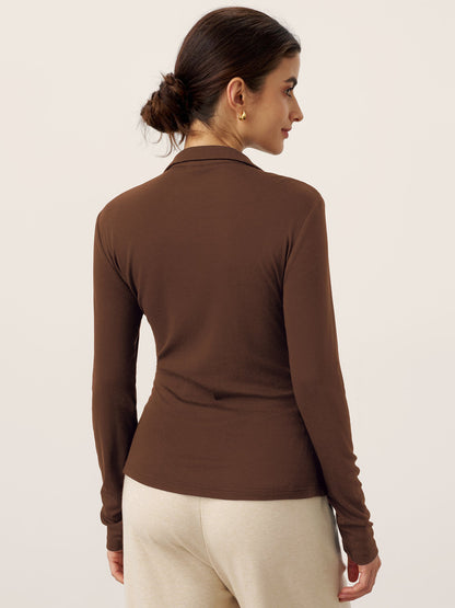 Wool Asymmetric Side Ruched Stretch Top BRIONY by LINTICO