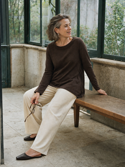 Wool Panelled Ruched Asymmetric Hem Top KALISTA  DestGlow
