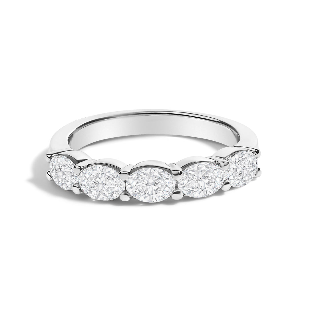 14K White Gold 1 1/4 Cttw Lab Grown Oval East West Band Ring  DestGlow
