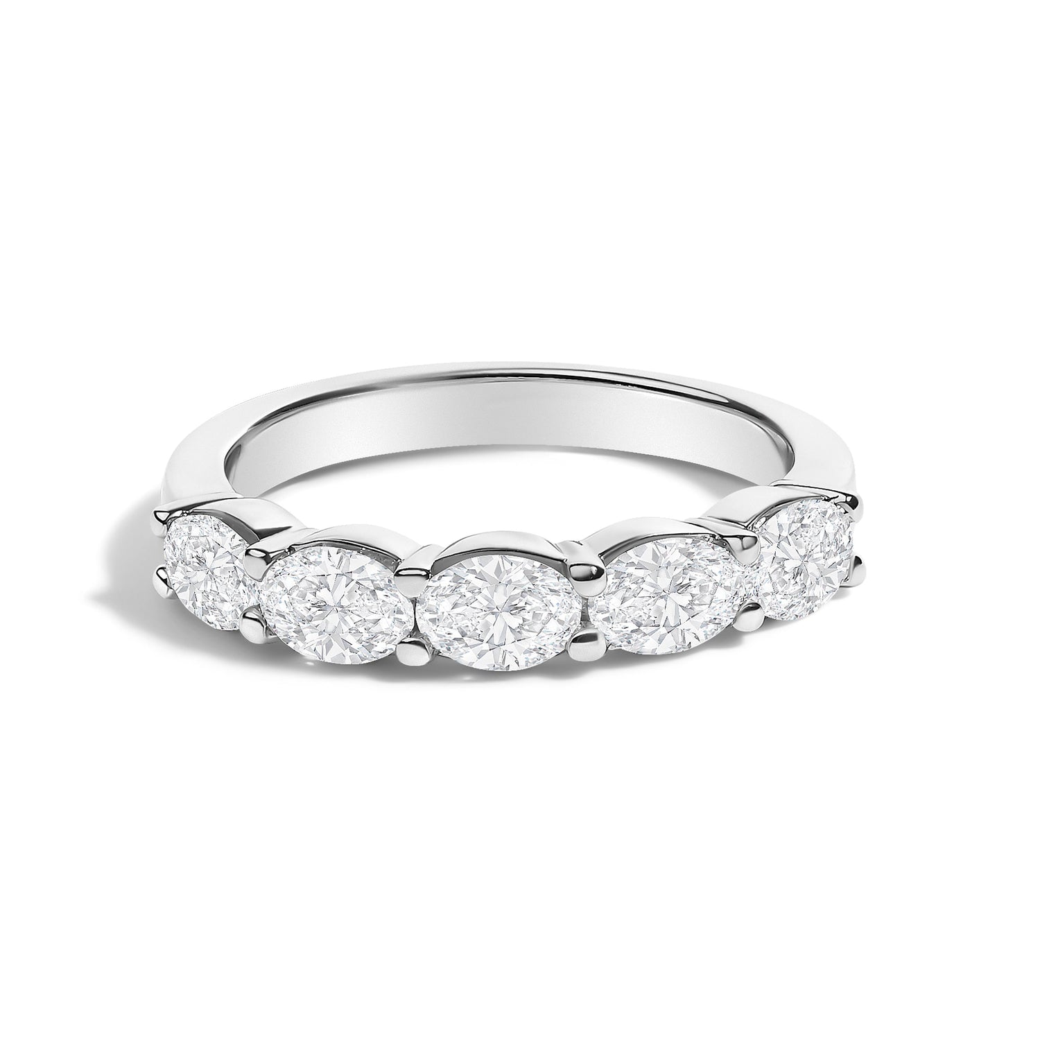 14K White Gold 1 1/4 Cttw Lab Grown Oval East West Band Ring  DestGlow