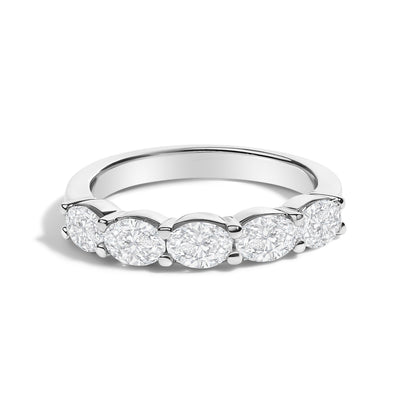 14K White Gold 1 1/4 Cttw Lab Grown Oval East West Band Ring  DestGlow