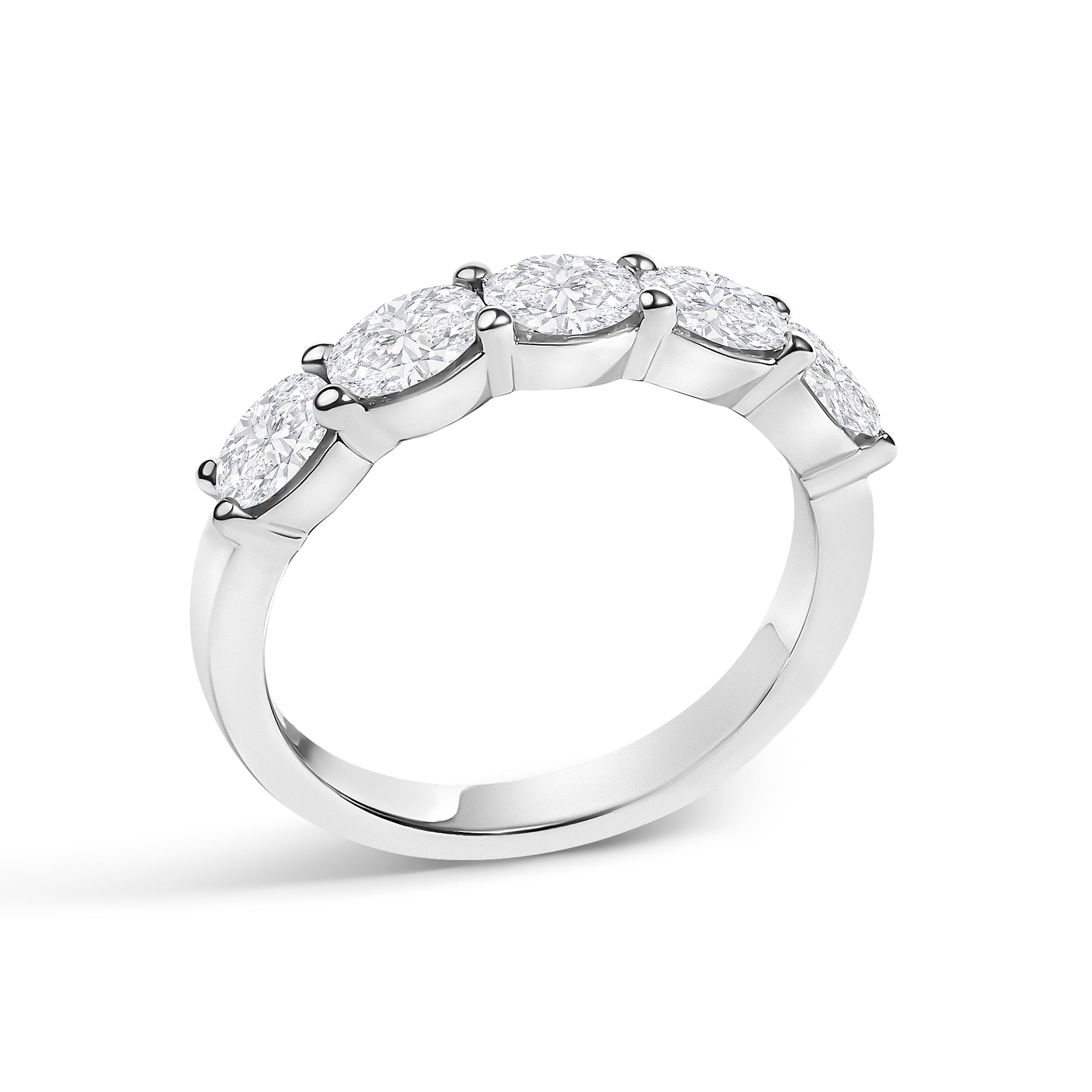 14K White Gold 1 1/4 Cttw Lab Grown Oval East West Band Ring  DestGlow