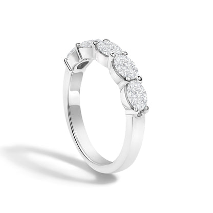14K White Gold 1 1/4 Cttw Lab Grown Oval East West Band Ring  DestGlow