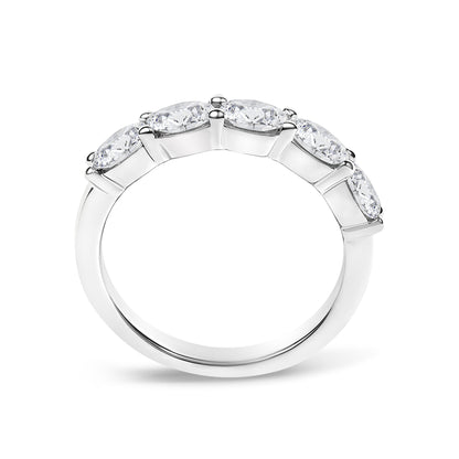 14K White Gold 1 1/4 Cttw Lab Grown Oval East West Band Ring  DestGlow