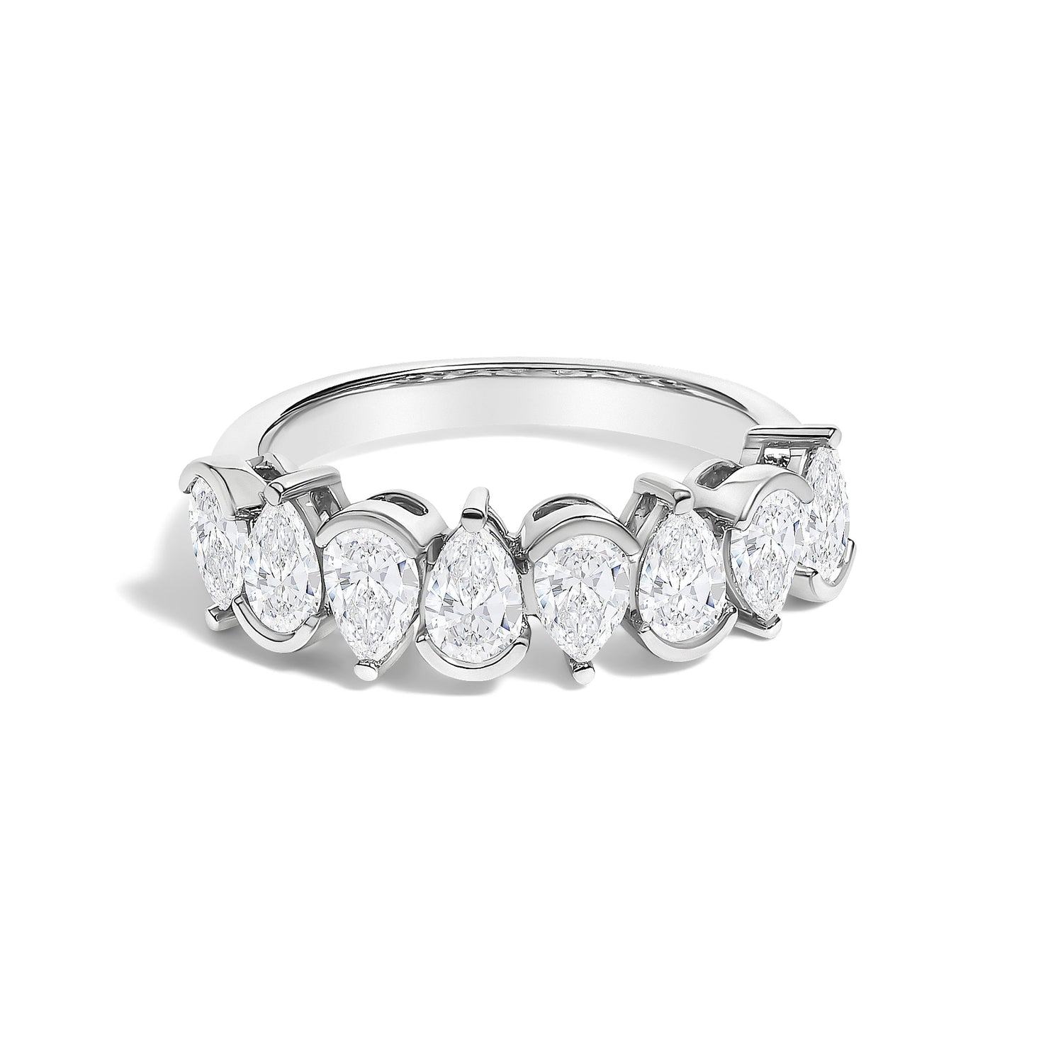 14K White Gold 1 2/3 Cttw Lab Grown Pear Diamond Band Ring Bezel Setting  DestGlow