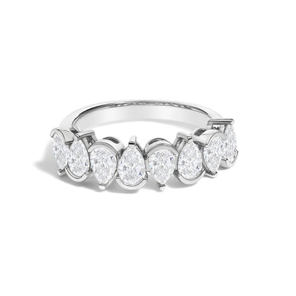 14K White Gold 1 2/3 Cttw Lab Grown Pear Diamond Band Ring Bezel Setting  DestGlow