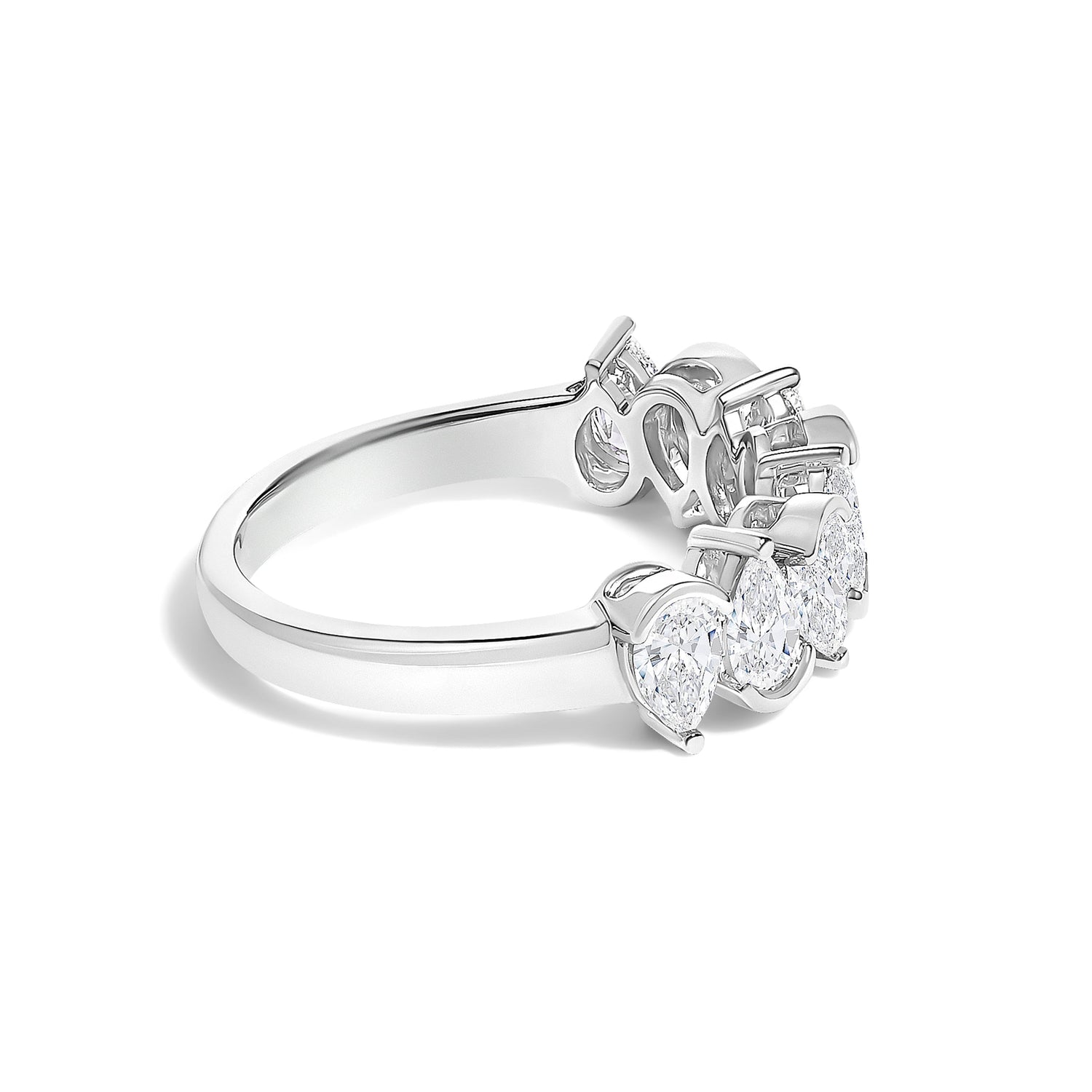 14K White Gold 1 2/3 Cttw Lab Grown Pear Diamond Band Ring Bezel Setting  DestGlow