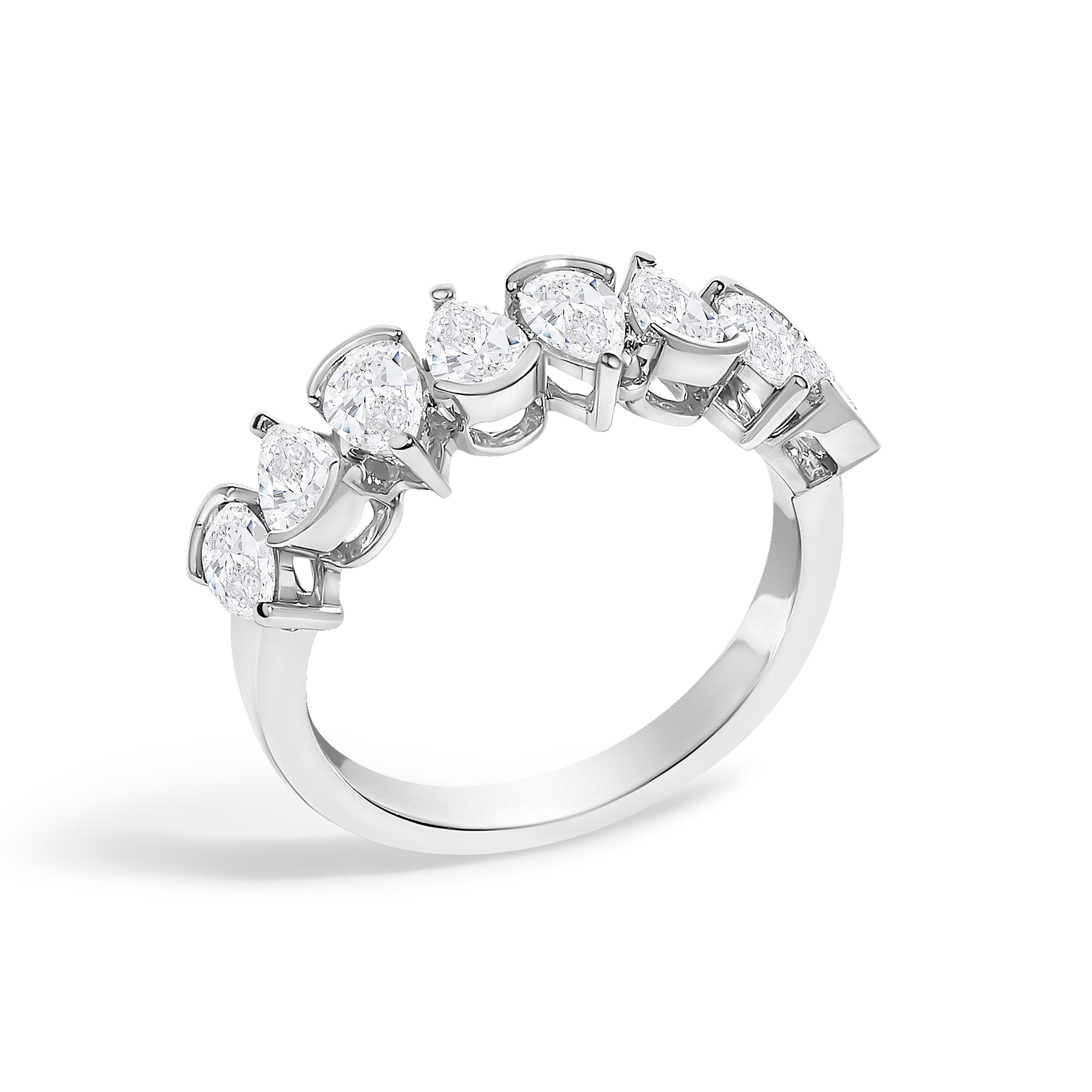 14K White Gold 1 2/3 Cttw Lab Grown Pear Diamond Band Ring Bezel Setting  DestGlow