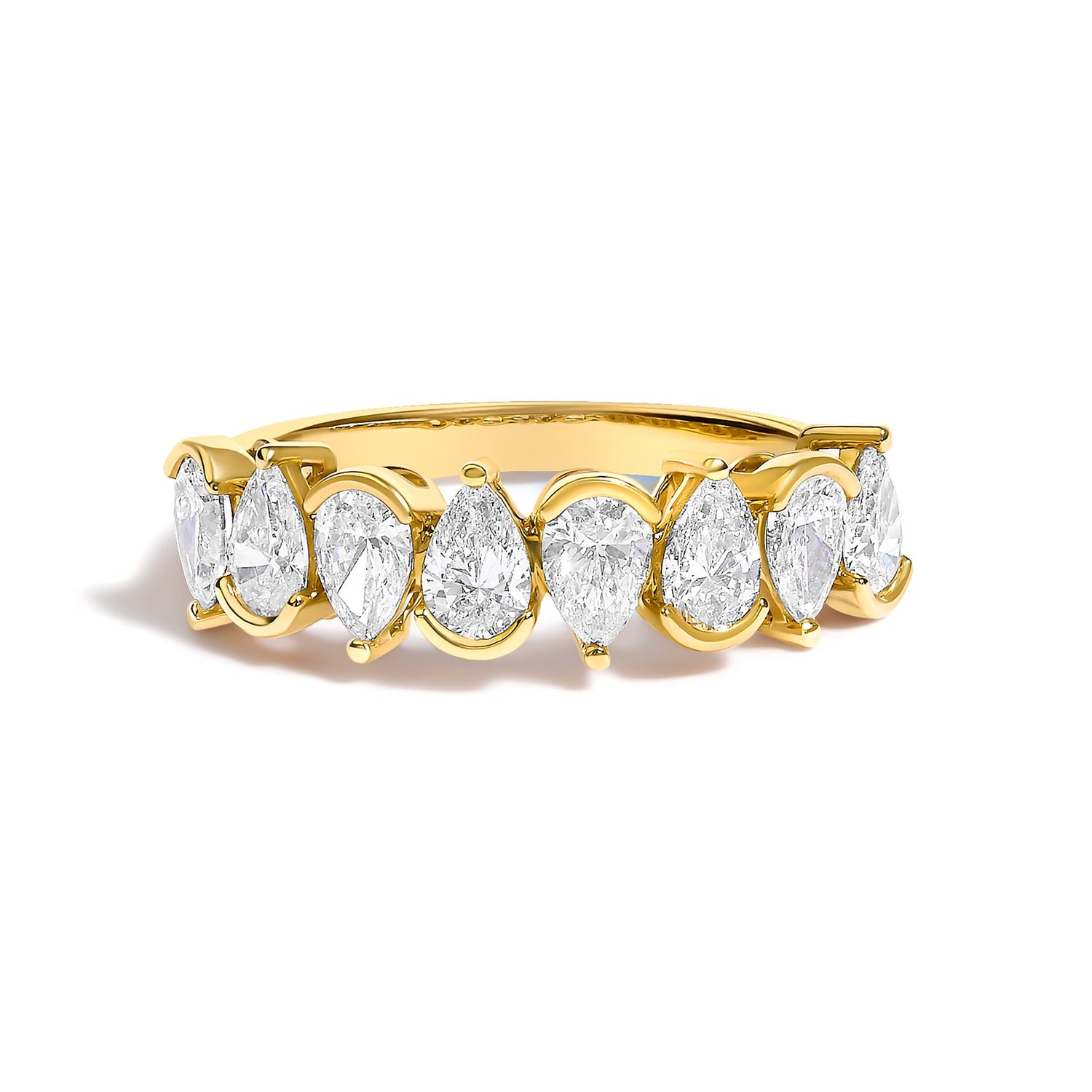 14K White Gold 1 2/3 Cttw Lab Grown Pear Diamond Band Ring Bezel Setting  DestGlow