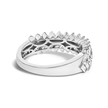 14K White Gold 7/8 Cttw Lab Grown Baguette Weave Design Band Ring  DestGlow