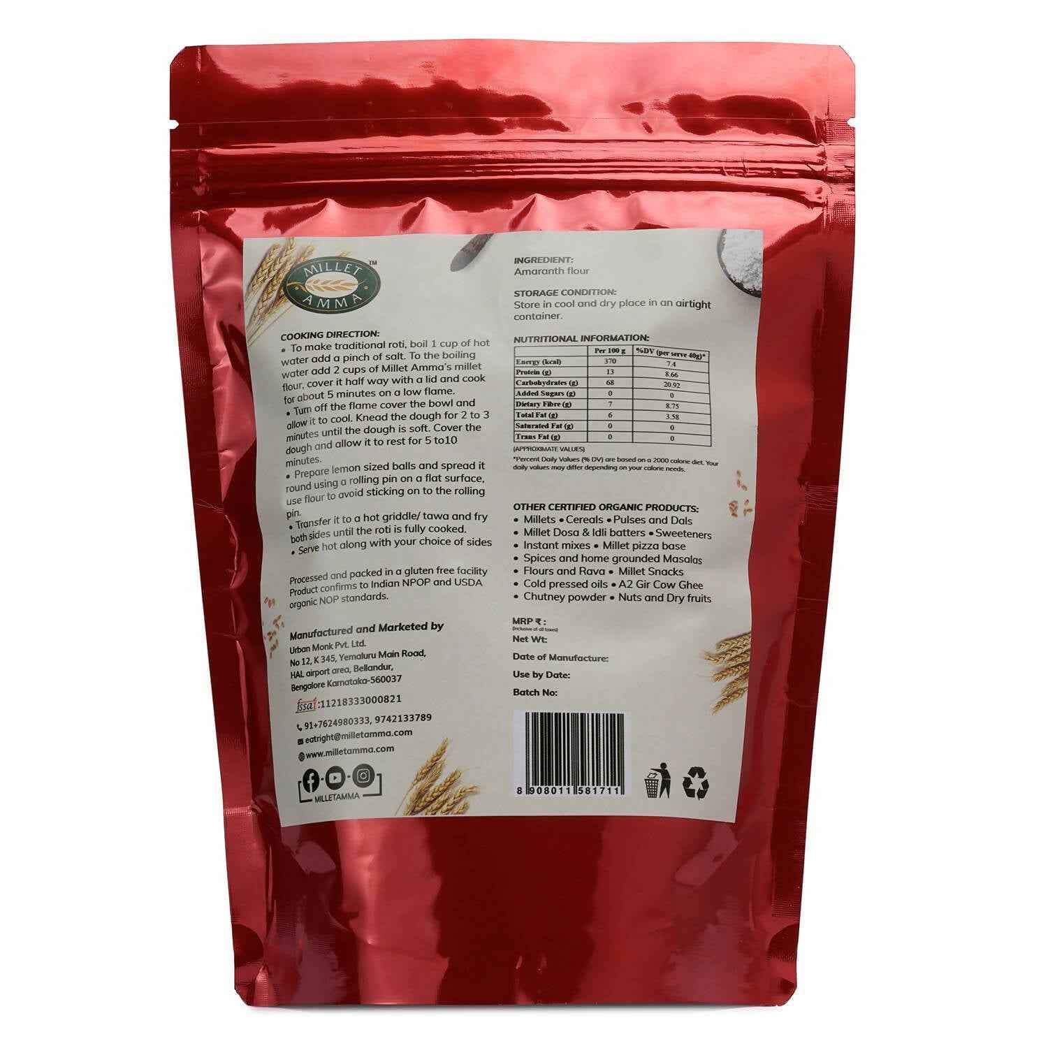 Millet Amma Organic Amaranth Flour