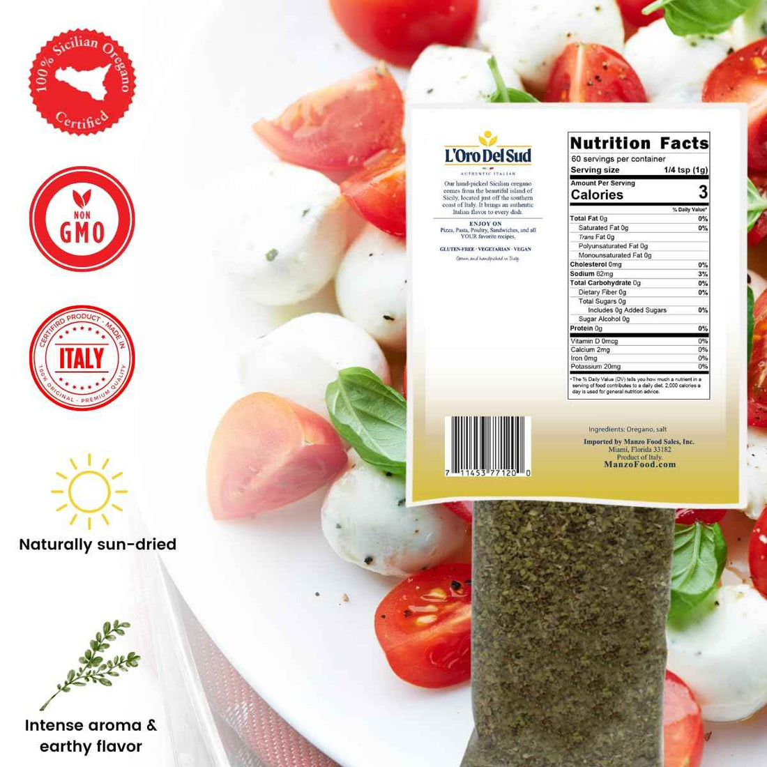 L’Oro Del Sud, Ground Sicilian Oregano, 2.11 oz (60 g)