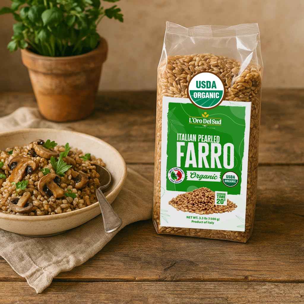 L’Oro Del Sud, Organic Italian Pearled Farro, 3.2 lb (1.5 kg)