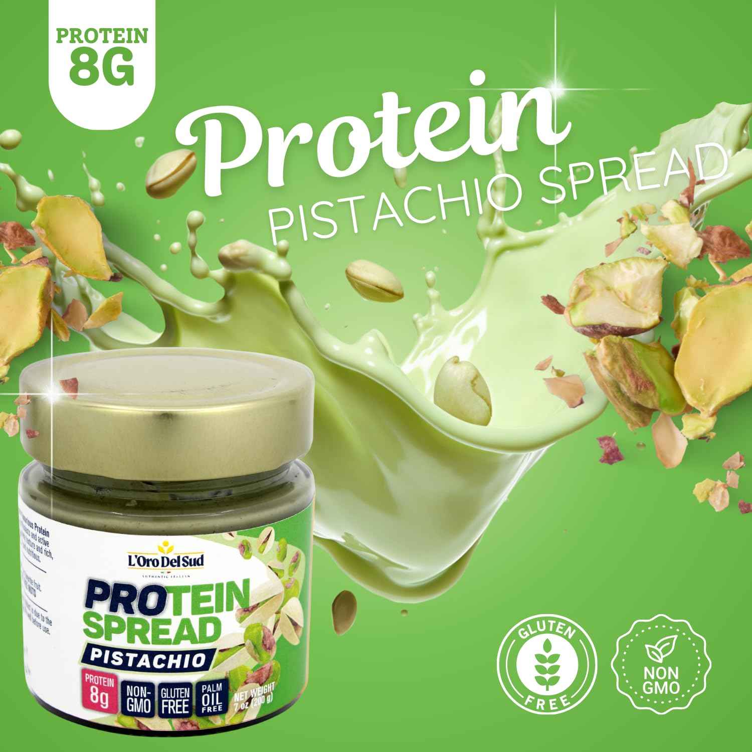 LOro Del Sud, Pistachio Protein Butter Spread,  7oz (200g)