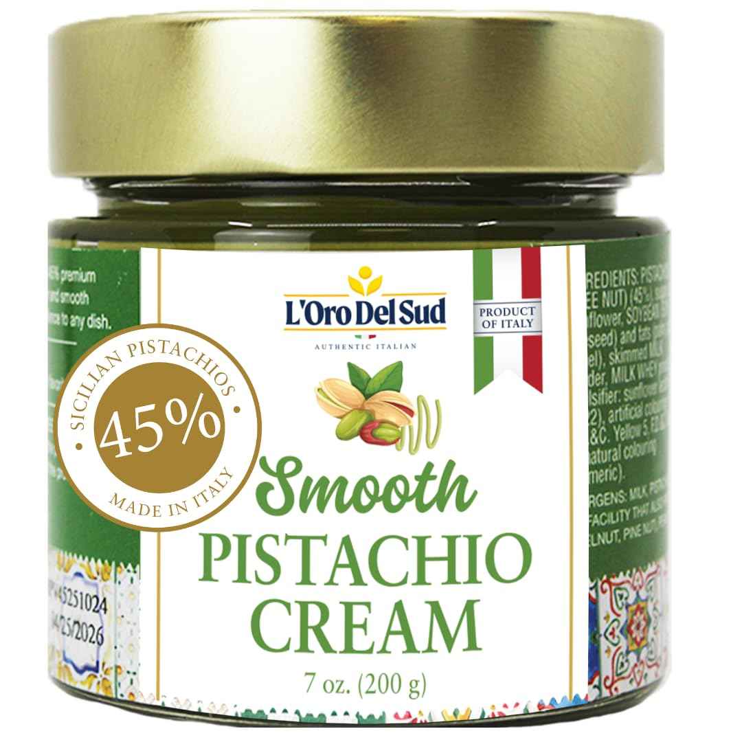 LOro Del Sud, Pistachio Cream Premium 45% Pistachios, 7oz (200g)