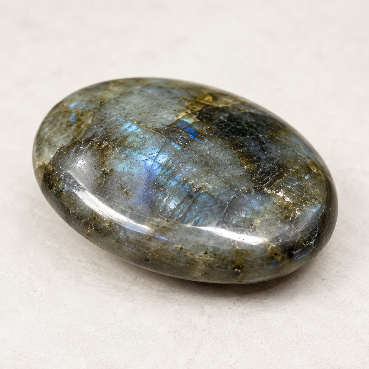 Labradorite Flat Stone, Polished Oval Flat Palm Stones