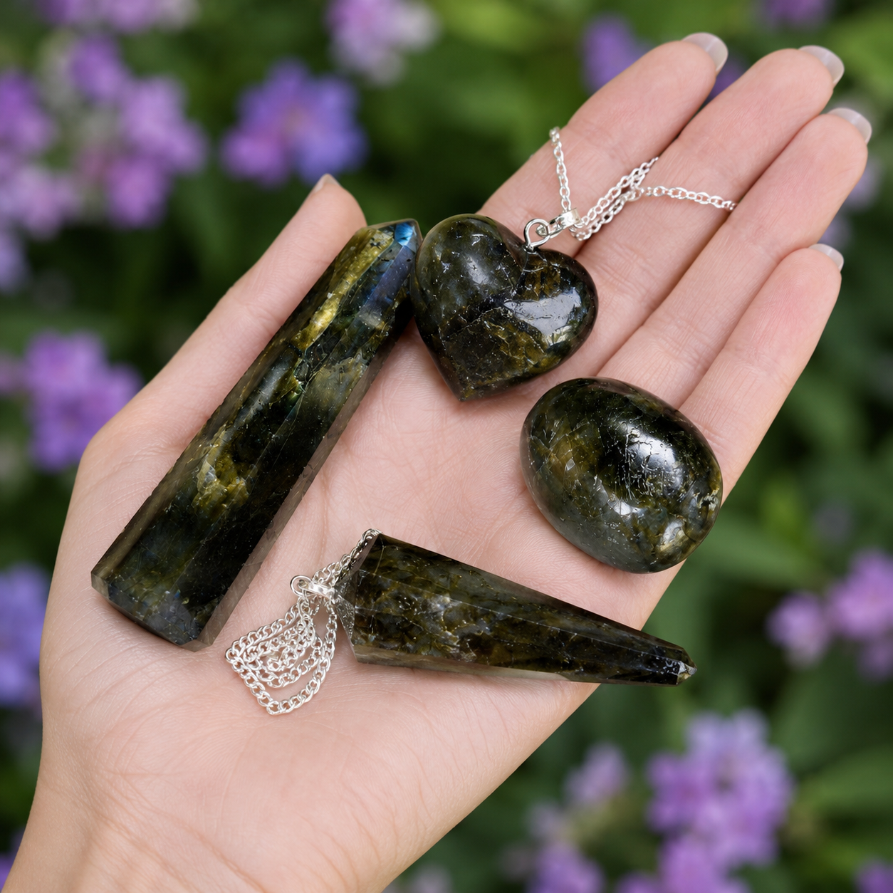 Labradorite Crystal Gift Set For Emotional Support and Protection, Real Polished Gemstones.  DestGlow
