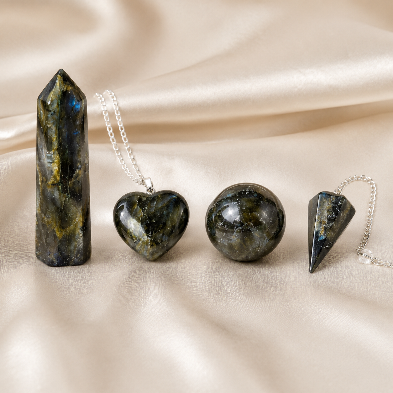 Labradorite Crystal Gift Set For Emotional Support and Protection, Real Polished Gemstones.  DestGlow