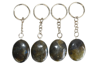 Labradorite Key Chain, Gemstone Keychain Crystal Key Ring (Expanded Awareness and Intuition)  DestGlow