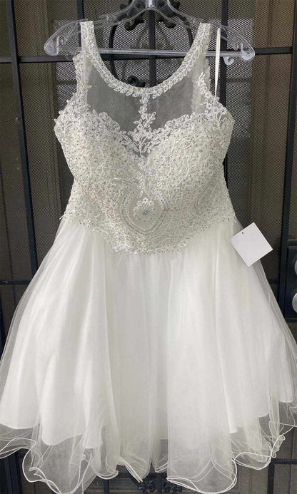 Ladivine UJ0119 Short Appliqued Bodice Halter Tulle Skirt Dress by DiscountDressShop