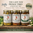 Lady May Pickle Trio Gift Set – 3 Pack Bundle (24oz Jars) – Bread & Butter Sweet Pickles, Sweet & Spicy Pickled Okra, Candied Jalapeños – Small Batch Southern Style – Restaurant Made Gourmet Pickles by The Lady May
