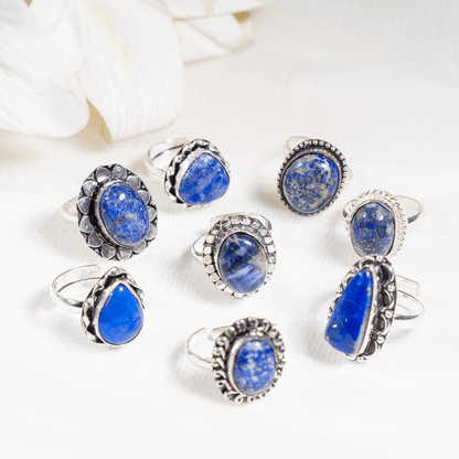 Lapis Lazuli rings – Gemstone rings Natural Crystal Healing Jewelry Collection  DestGlow