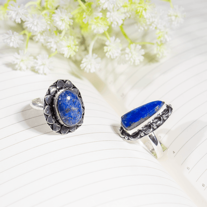Lapis Lazuli rings – Gemstone rings Natural Crystal Healing Jewelry Collection  DestGlow