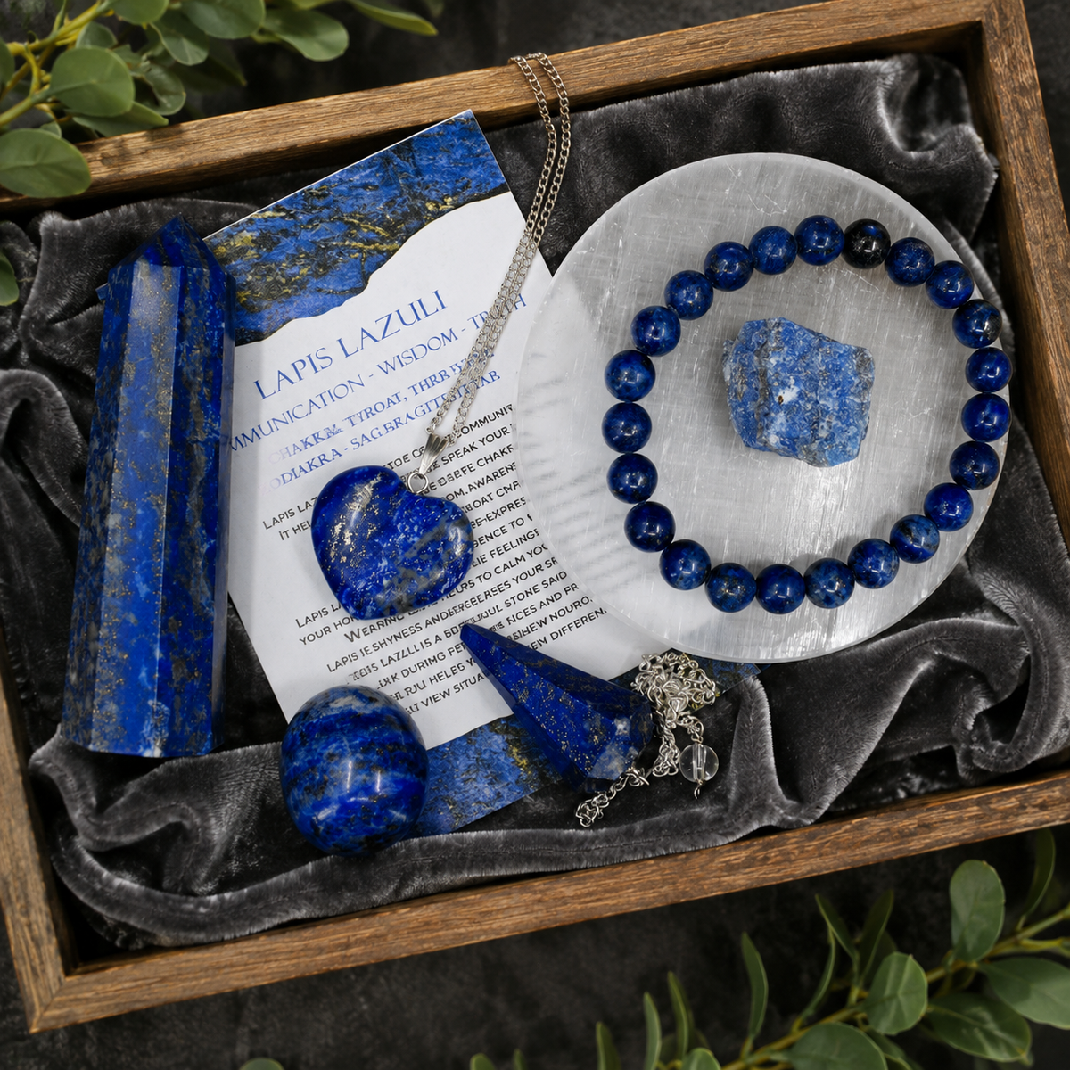 Lapis Lazuli Crystal Gift Set For Emotional Support and Protection, Real Polished Gemstones.  DestGlow