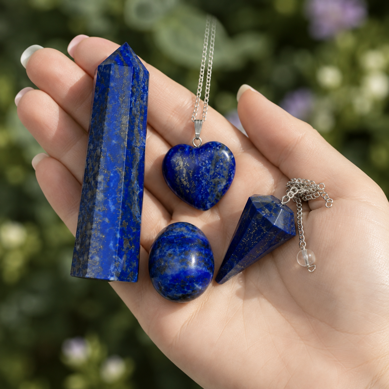 Lapis Lazuli Crystal Gift Set For Emotional Support and Protection, Real Polished Gemstones.  DestGlow