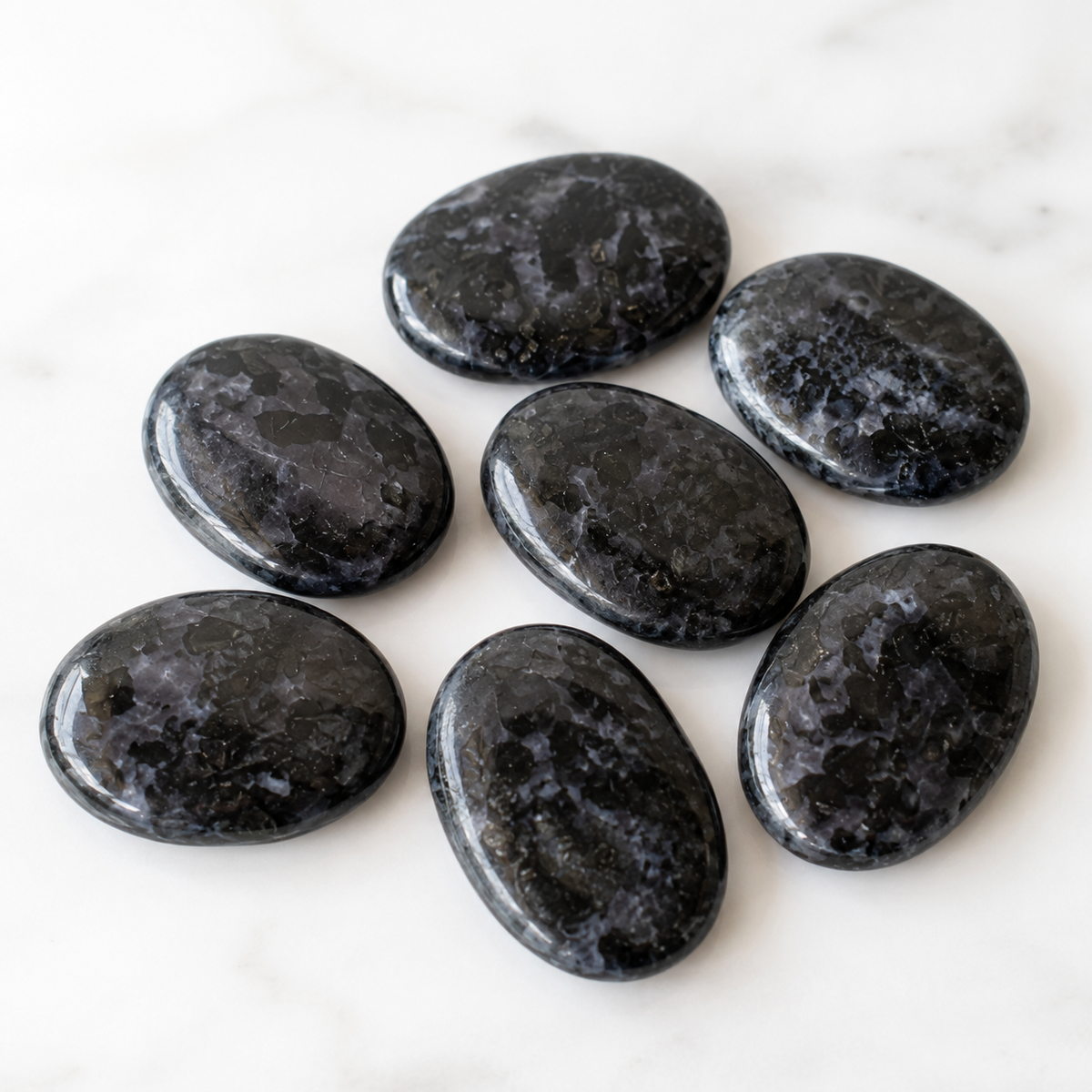 Larvikite Pocket Stones (Breaking Addictions and Clairvoyance )  DestGlow