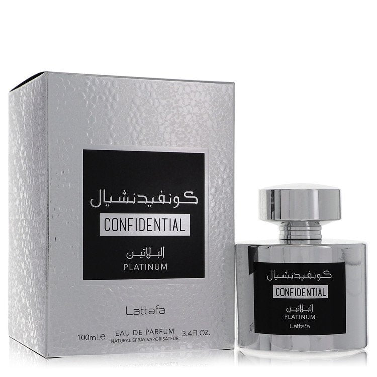 Lattafa Confidential Platinum by Lattafa Eau De Parfum Spray (Unisex) 3.4 oz for Men 