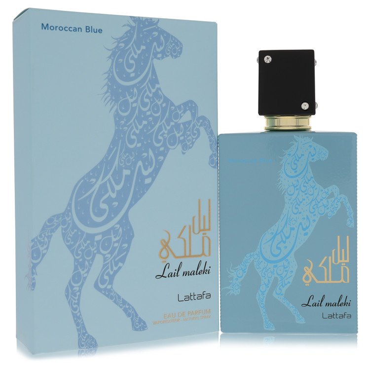Lattafa Lail Maleki Morrocan Blue by Lattafa Eau De Parfum Spray (Unisex) 3.4 oz for Men 
