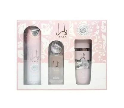 Lattafa Yara 3pc Gift Set For Women Eau De Parfum by perfumesandrea