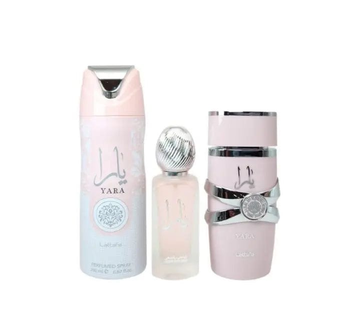 Lattafa Yara 3pc Gift Set For Women Eau De Parfum by perfumesandrea
