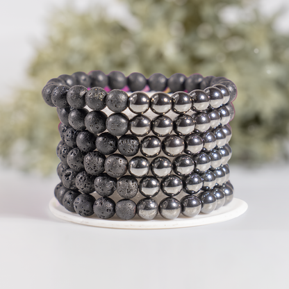 Lava Diffuser Bracelet, Lava with Hematite Beads Diffuser Jewelry, Aromatherapy, Essential Oil Bracelet, Spiritual Gift, Yoga Gift for Her,