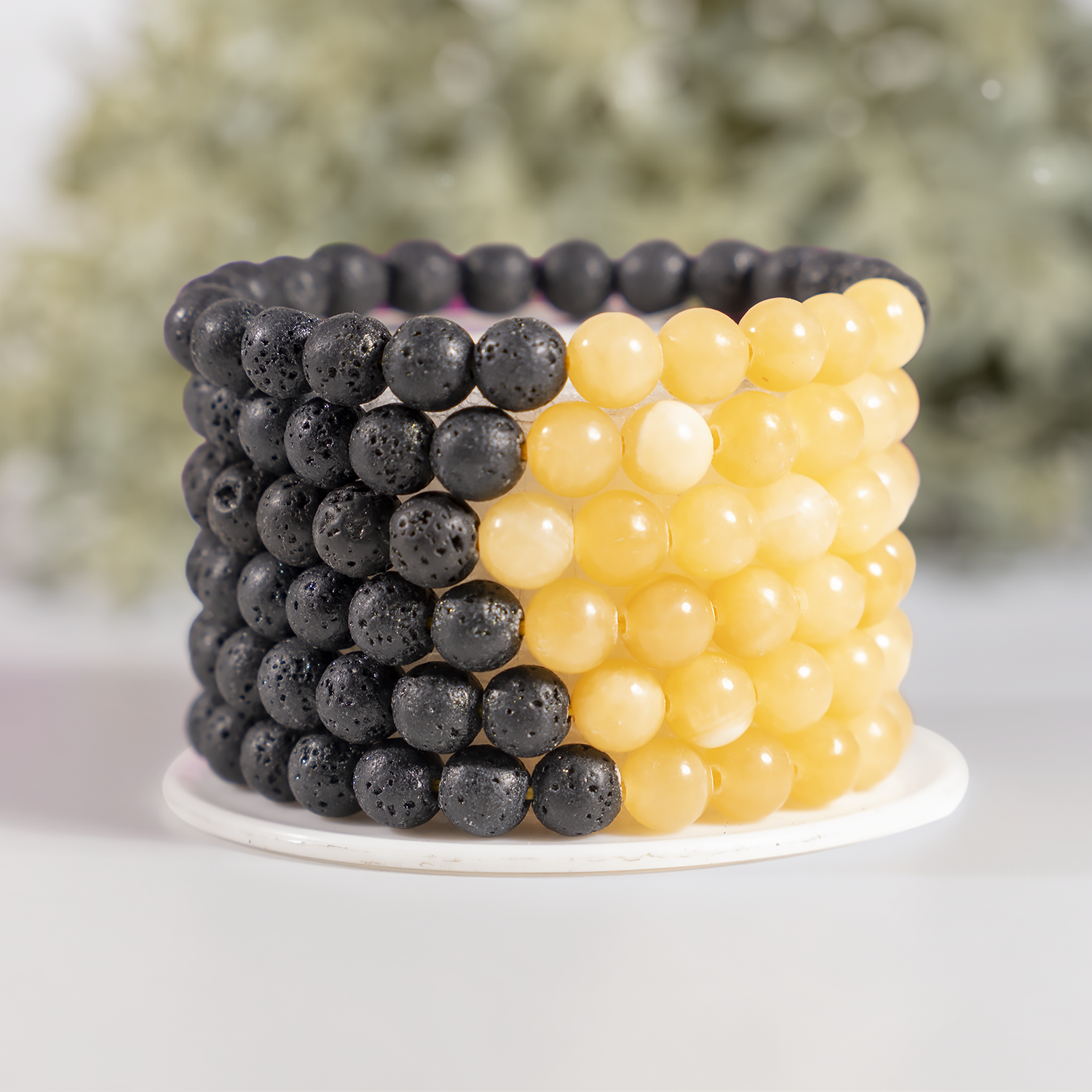 Lava Diffuser Bracelet, Lava with Honey Calcite Beads Diffuser Jewelry, Aromatherapy, Essential Oil Bracelet, Spiritual Gift, Yoga Gift for Her,