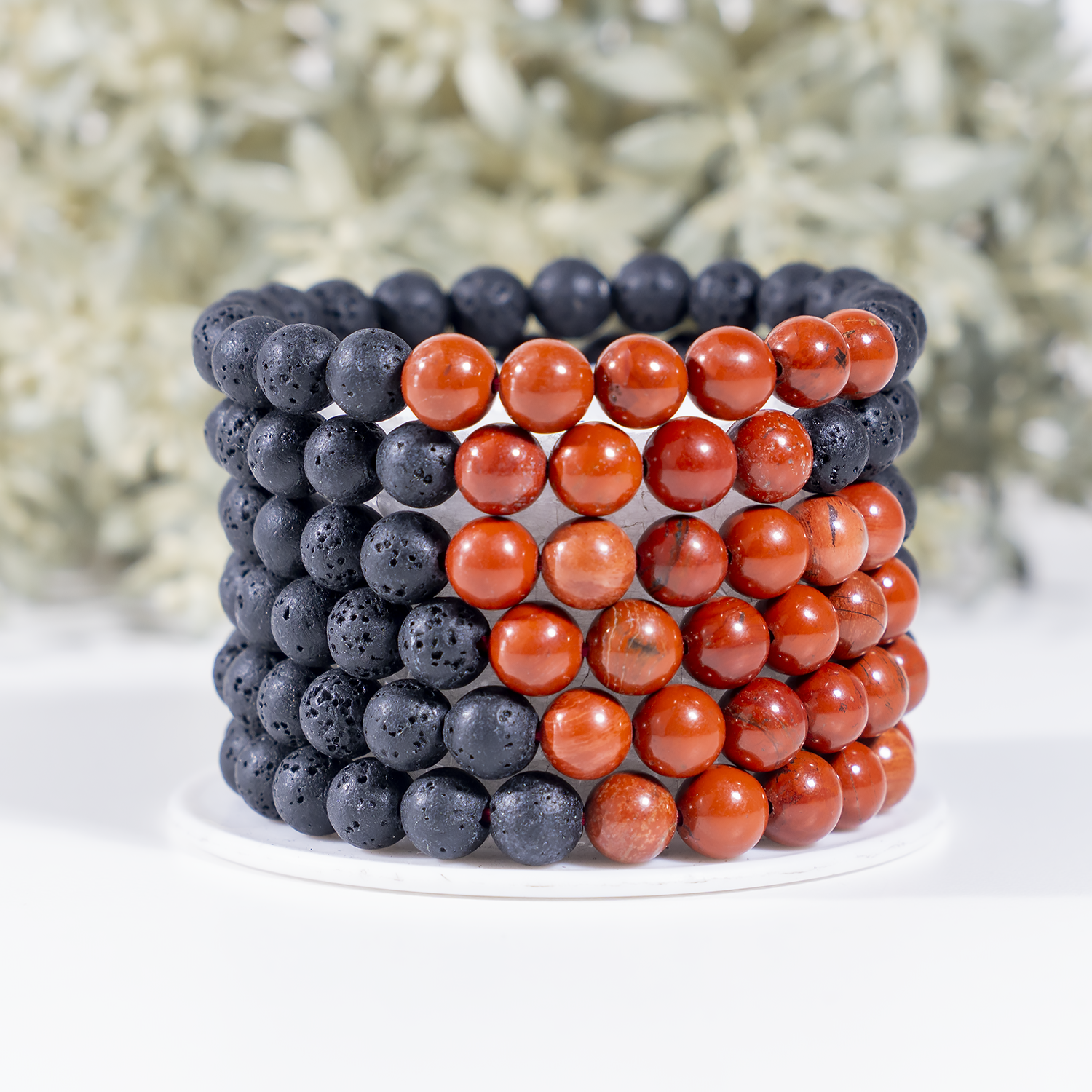 Lava Diffuser Bracelet, Lava with Red Jasper Beads Diffuser Jewelry, Aromatherapy, Essential Oil Bracelet, Spiritual Gift, Yoga Gift for Her,  DestGlow